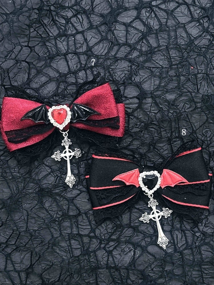 Black Red Halloween Jirai Kei Bowknot Hairclips