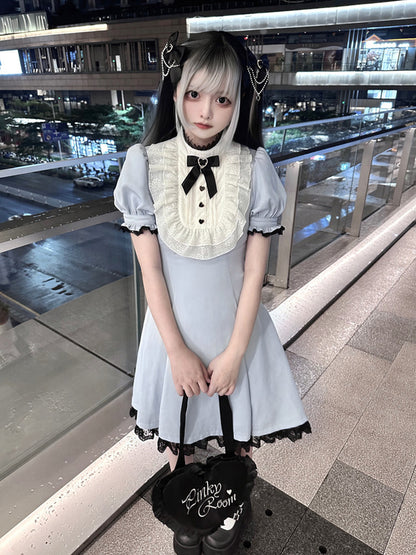Jirai Kei Black Bow Cross Chain Hairclips