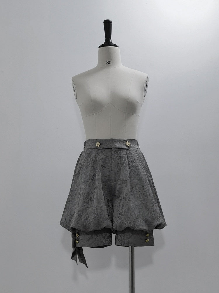 Gray Ouji Knickerbockers Jacquard Lolita Shorts