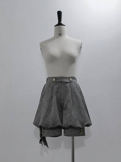 Gray Ouji Knickerbockers Jacquard Lolita Shorts