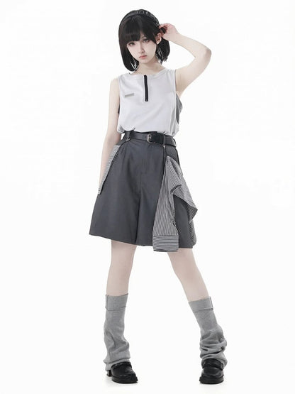 Neckline Techwear Tank Top Apricot Zipper
