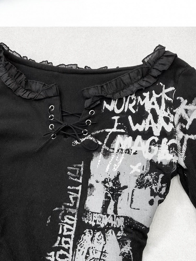 Dress Black Y2K Print Design