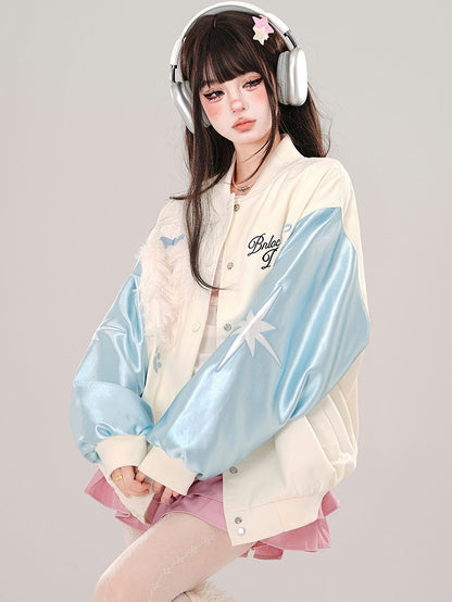 Blue/Pink Cute Puppy Baseball Jacket