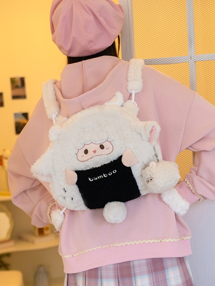 Backpack Lamb Cute White Plush