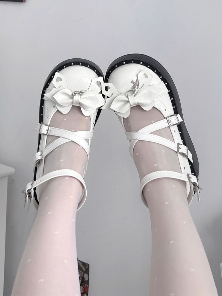 Cute Wings  Cross Punk White Platforms