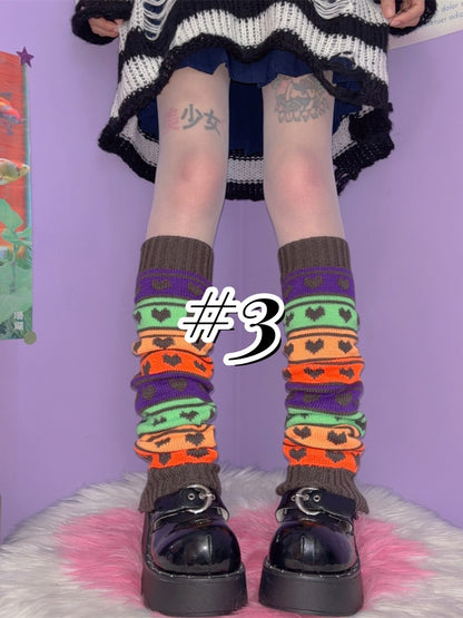 Stripe Pattern Knitted Leg Warmers