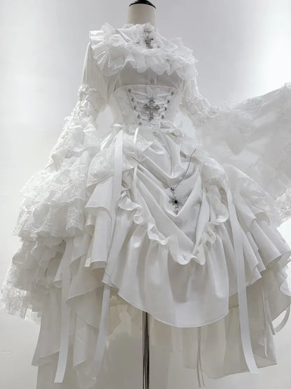 Unterstäbchen Korsett Gothic Lolita Weißer Rock Kordelzug / Taille