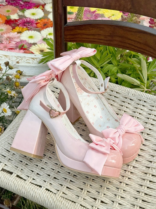 Schuhe Mary Sweet Bowknot Runde Rosa Details Toe Janes Plattform Lolita