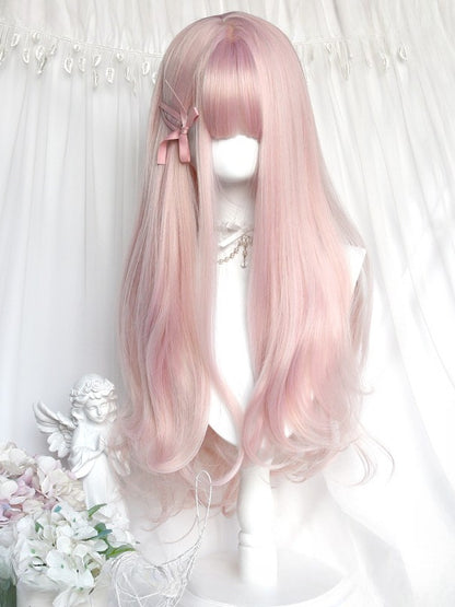 With Full Length Wig Pink Bangs 62CM Wavy