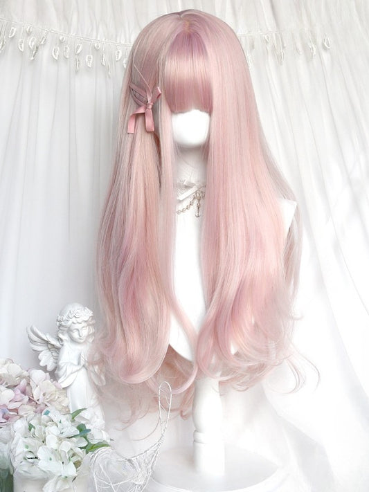 With Full Length Wig Pink Bangs 62CM Wavy