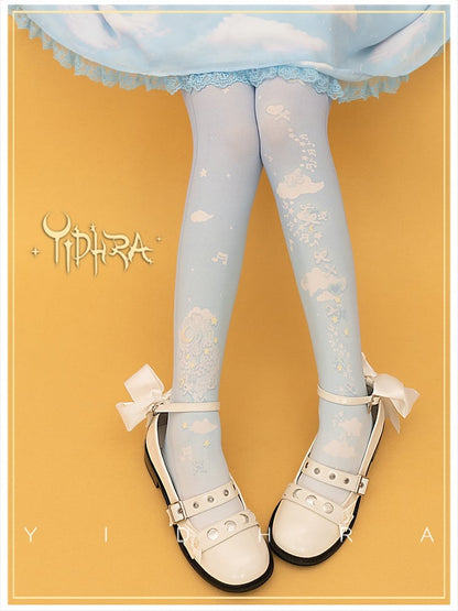 Blue Star Moon and Cloud Sweet Lolita Tights