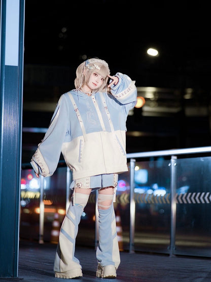 Light Jacket Warmers Kaiwai Blue Shorts - Detachable J-Style + Set Tenshi Futuristic Leg Coord