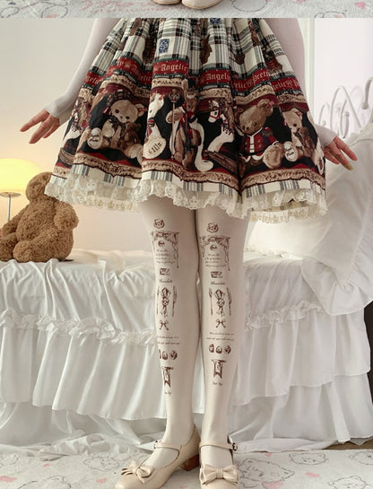 Beige Chocolate Print Sweet Lolita Tights