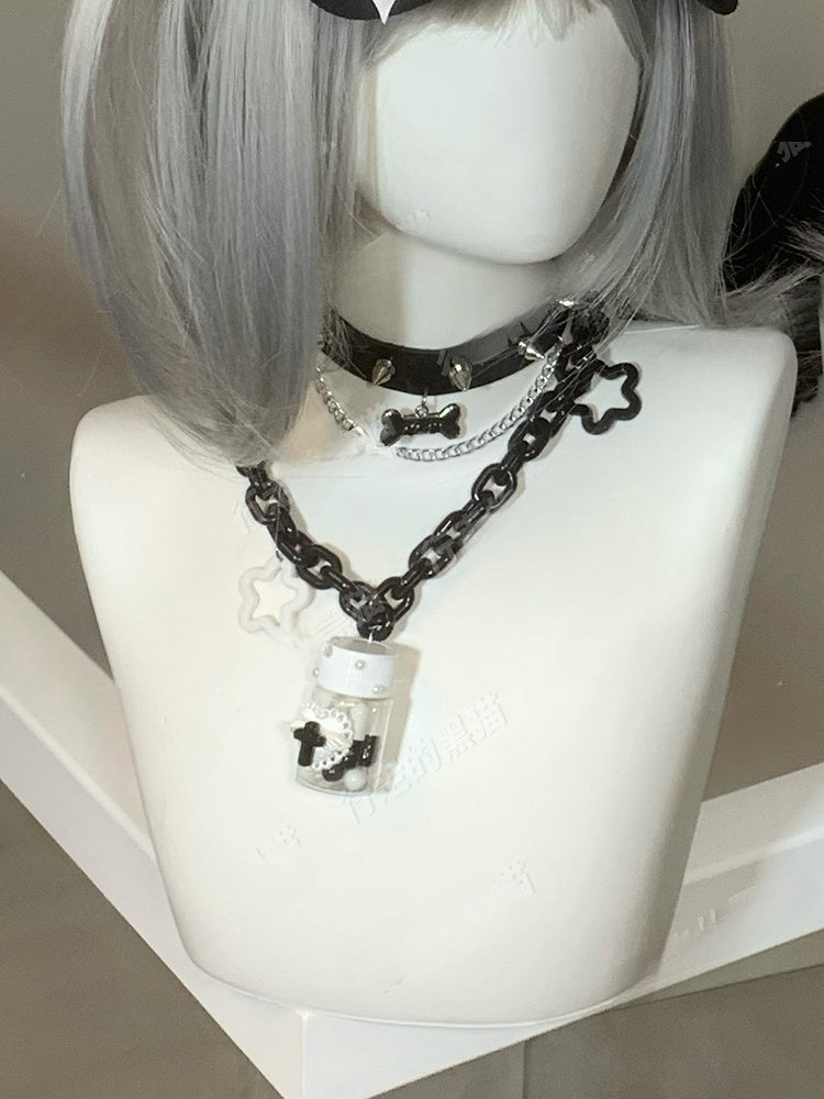 Blue Yami Kawaii Bottle and Star Pendant Necklace