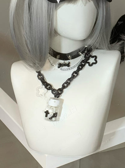 Blue Yami Kawaii Bottle and Star Pendant Necklace