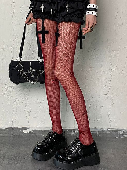 Tights 5 Design Y2K Color Details Gyaru Fashion Bowknot Fishnet