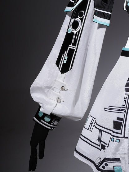 Bunny Sleeves KC Dress Techwear Halter Neck Urban Cyberpunk White + Ears