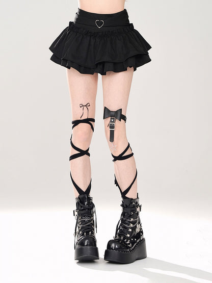Tiered Mini Skirt Black A-Line Glamorous