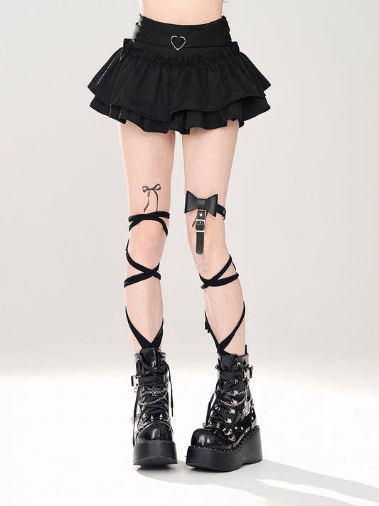 Tiered Mini Skirt Black A-Line Glamorous