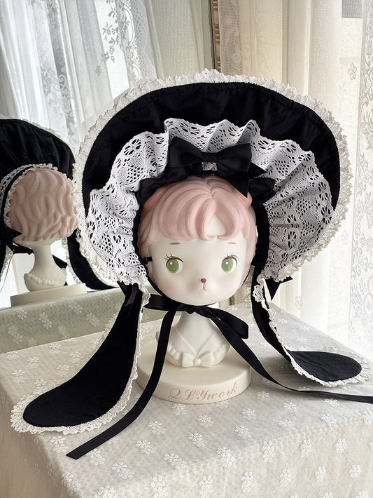 Blue Red / Bunny Bonnet Pink Ears Black