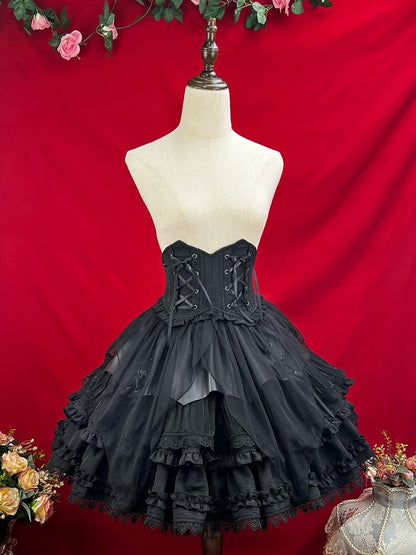 Jacquard Corset Belt Black Lolita Gothic