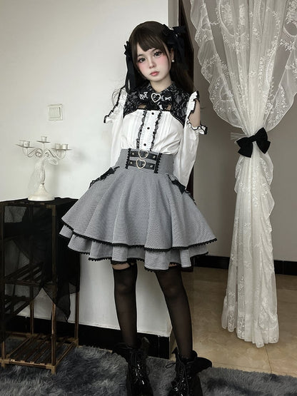 White Lace Trim Cutout Shoulder Jirai Kei Blouse