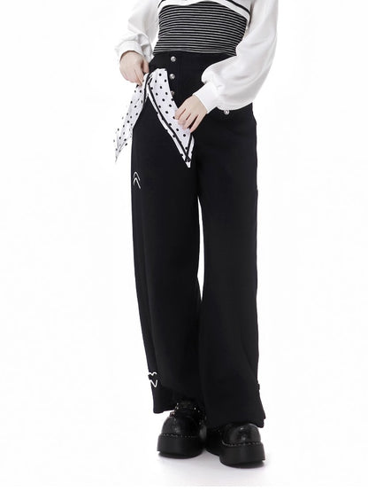 Black Polka Dot Bow Sweatpants