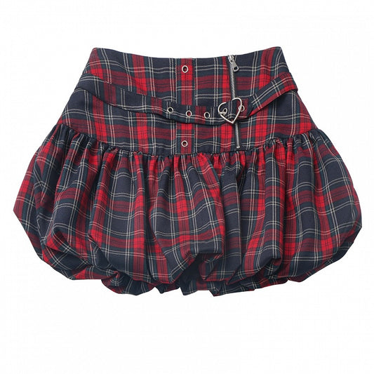 Red Plaid Bubble Skirt