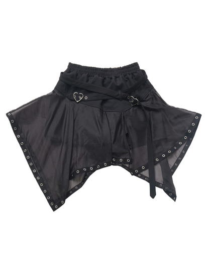 プリントサマーショートスカート イレギュラープルオーバー パンクハイドチュールバタフライ+ニット