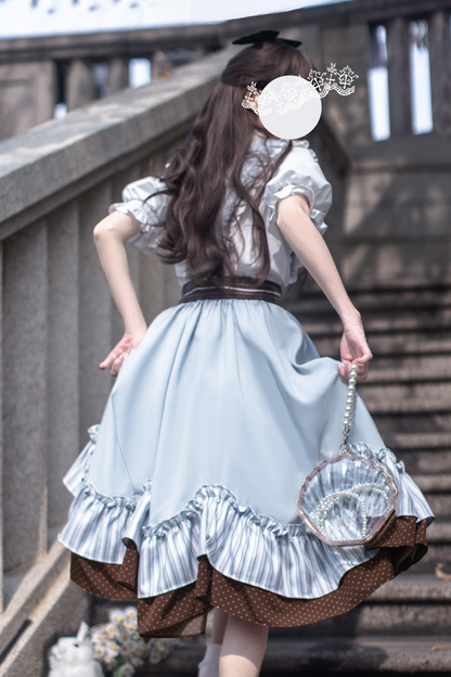 Schleifenhemd Retro-Haargummi Reservierungen + Brosche Alice-Stil Clip Rock Hosenträger