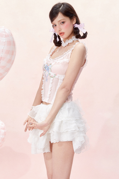 Design Corset Bow Sweet Lace Top