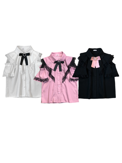 Race Shear Shoulder Cape Mine Ribbon Shirt