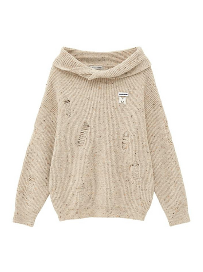 Off-the-Shoulder Strick Lose Beschädigt