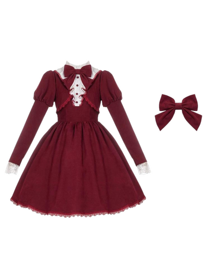 faux ribbon college Gothic two-piece + dress Lolita