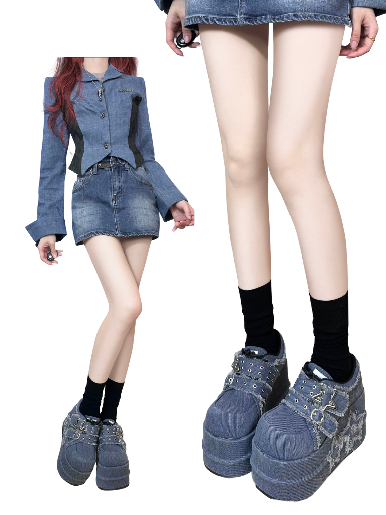 Denim Subculture Hot Girl Chaussures Plateforme Star