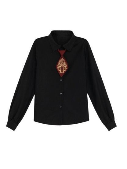Necktie Series Magic Black Embroidery Shirt