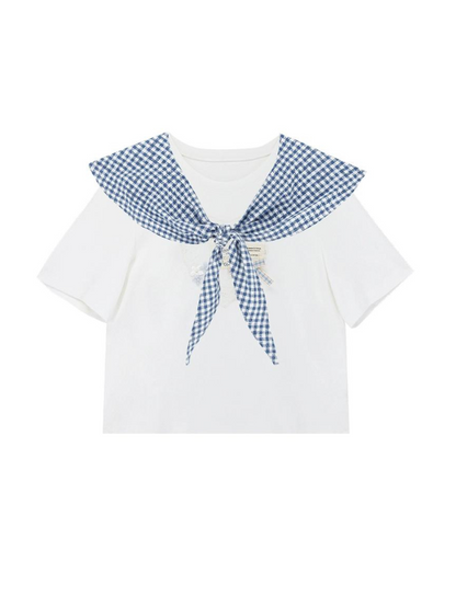 T-shirt court à carreaux d'été