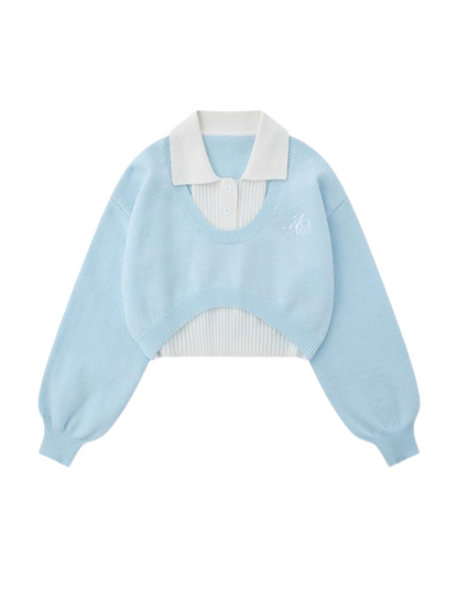 Short Ice Blue Tops Polo