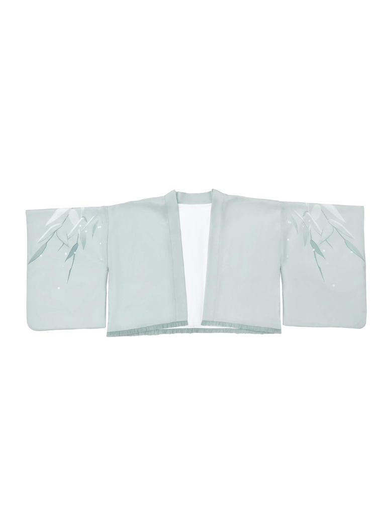 Tie Collar Puff + Sleeve Sailor Haori Tulle Dress Ribbon + Badge Overskirt