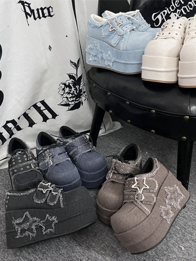 Denim Subculture Hot Girl Chaussures Plateforme Star