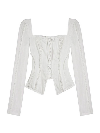 Top Square Slim Collar Lace-up