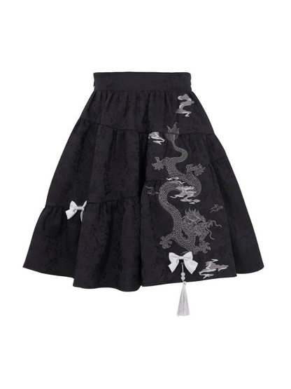 スカート チャイナ フレア ドラゴン