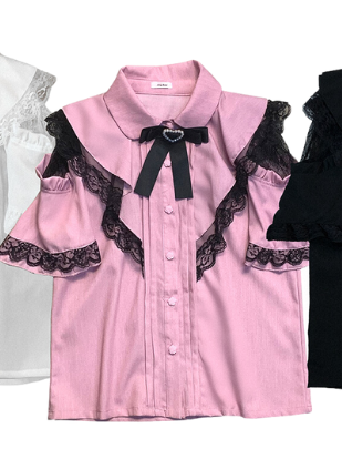 Race Shear Shoulder Cape Mine Ribbon Shirt