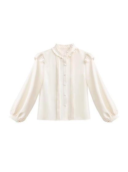 Suspender Ribbon Sress College Stand Shirt Ruffle + Collar + Retro Pleated Accessories