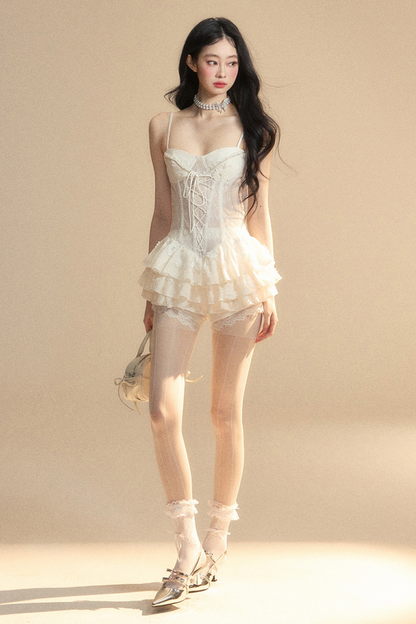 One-Shoulder French Cami Lace Dress Soul