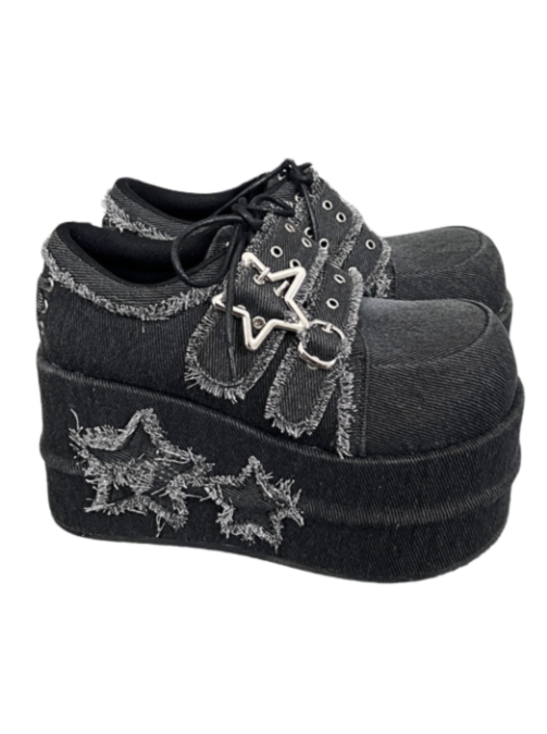 Denim Subculture Hot Girl Chaussures Plateforme Star