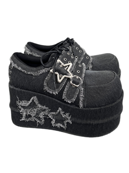 Denim Subculture Hot Girl Chaussures Plateforme Star