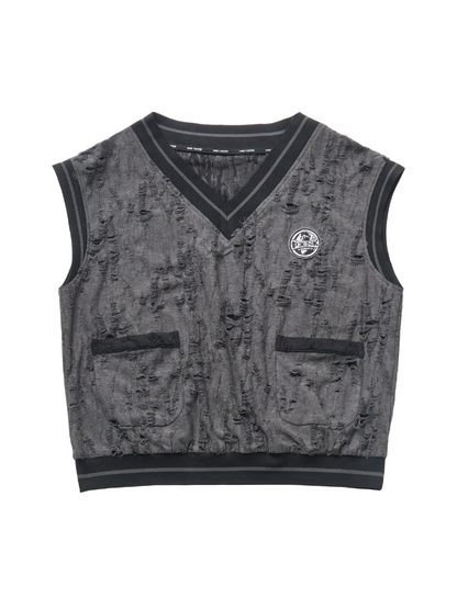 Graues Princeton-Hemd, Anzug, College-Sommer, schwarze Weste, Design