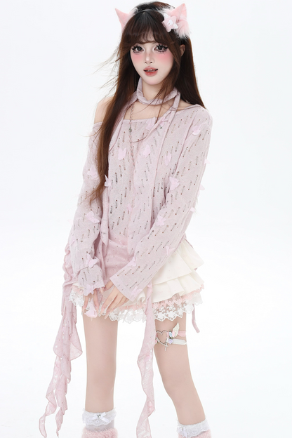 Romantic mesh girly top