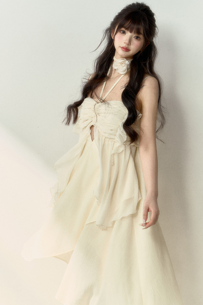 Wind Neck French + Seaside Dress Halter Flower